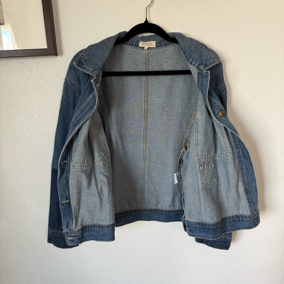 Roolee multi-toned denim Jean shacket or chore jacket Size: Large - Picture 4 of 6